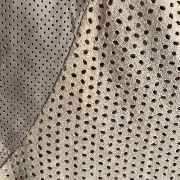 Suede and leather short sleeve top - Picture 2 of 3